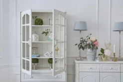 Arrediorg Libreria provenzale in legno con ante in vetro e cassetti Princess 850