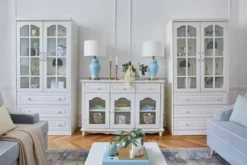Arrediorg Libreria provenzale in legno con ante in vetro e cassetti Princess 850