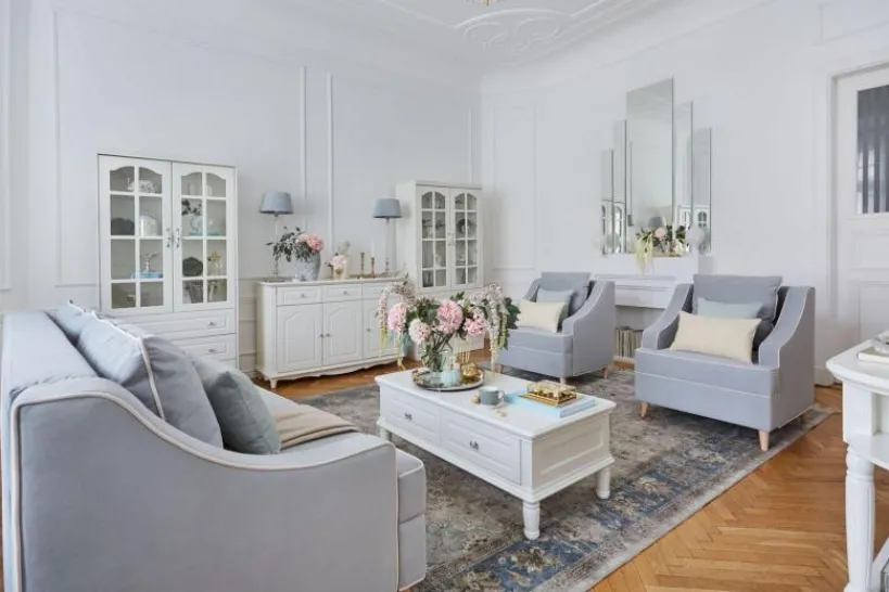 Arrediorg Libreria provenzale in legno con ante in vetro e cassetti Princess 850