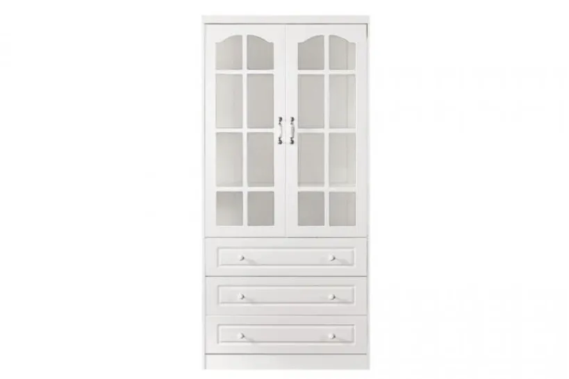 Arrediorg Libreria provenzale in legno con ante in vetro e cassetti Princess 850