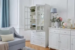 Arrediorg Libreria provenzale in legno con ante in vetro e cassetti Princess 850