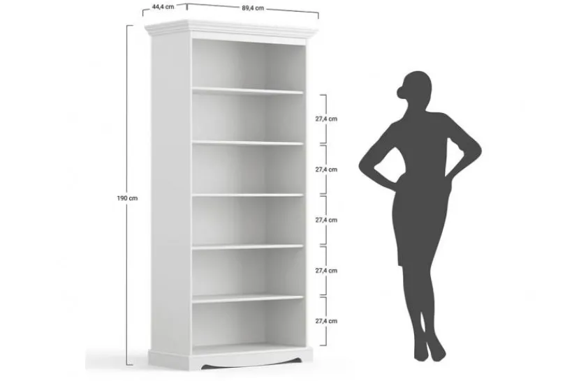Arrediorg Libreria shabby chic pino massello bianco e tinto noce