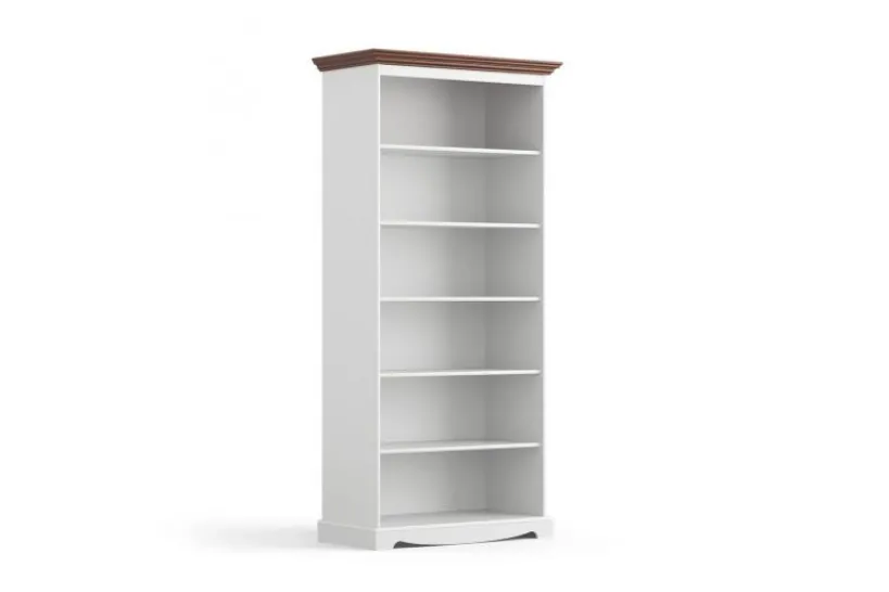 Arrediorg Libreria shabby chic pino massello bianco e tinto noce