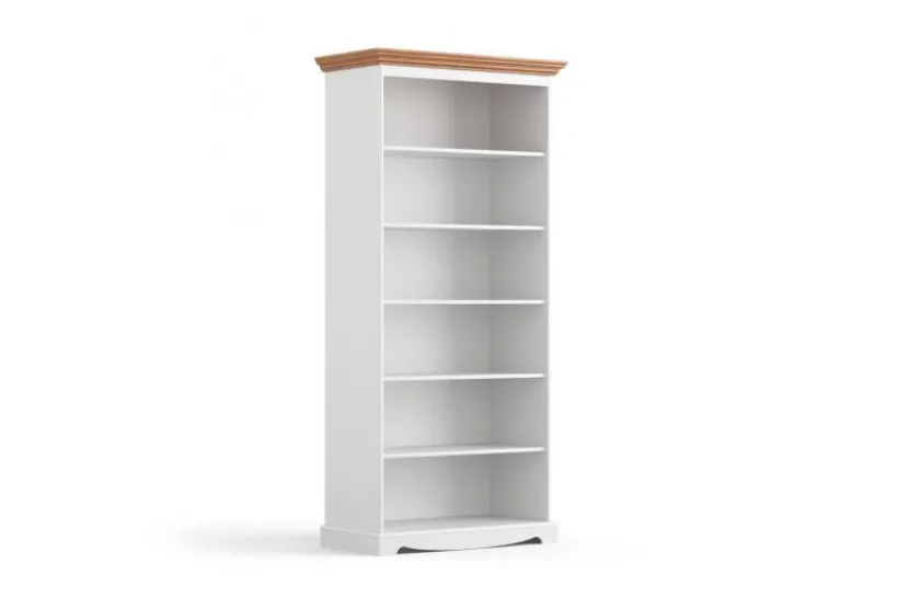 Arrediorg Libreria shabby chic pino massello bianco con cornice color rovere
