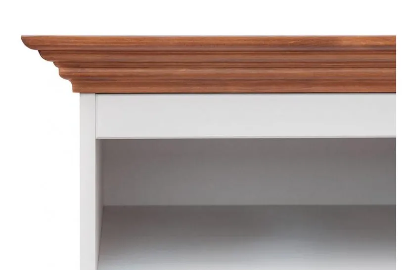 Arrediorg Libreria shabby chic pino massello bianco con cornice color rovere