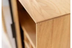 Arrediorg Mobile buffet in legno naturale massello e vetro con portabottiglie