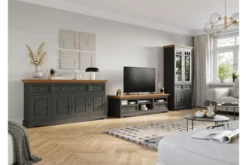 Arrediorg Mobile porta tv shabby chic pino massello grafite e top rovere