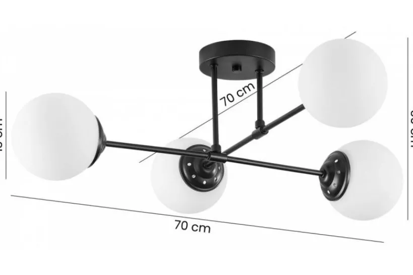 Arrediorg Plafoniera a sfera nera da soffitto FINO W4