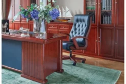 Arrediorg Poltrona direzionale da ufficio in pelle nera Consul
