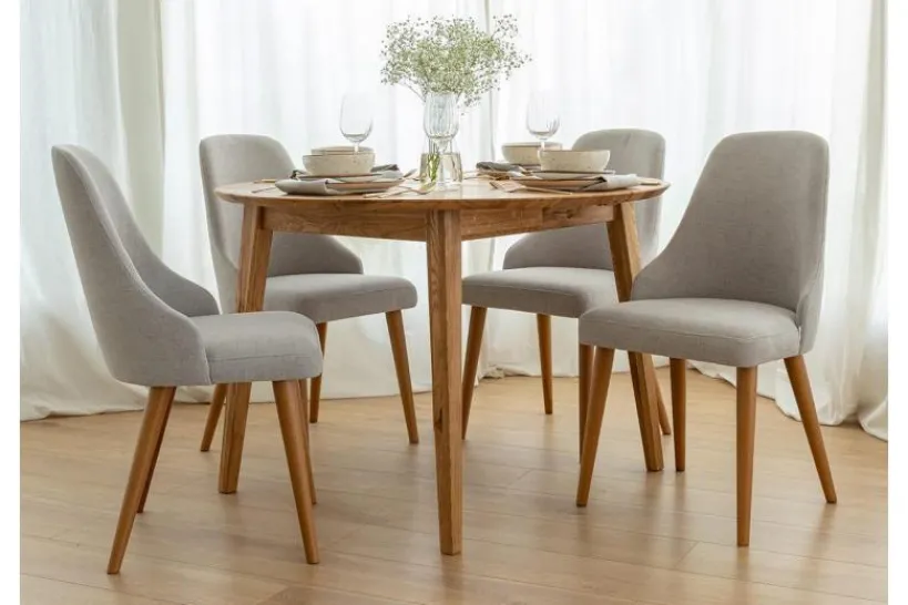 Arrediorg Poltroncina da pranzo imbottita grigia gambe faggio BRESSO