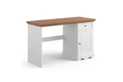 Arrediorg Scrittoio con cassetto shabby chic in pino massello bianco e rovere