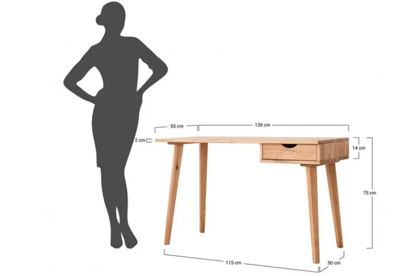 Arrediorg Scrittoio in legno naturale massello oliato