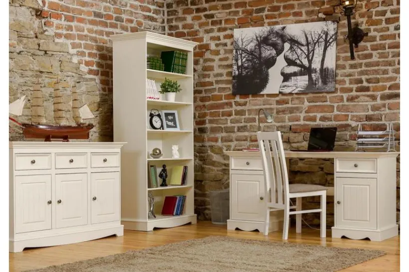 Arrediorg Scrivania shabby chic bianca in pino massello