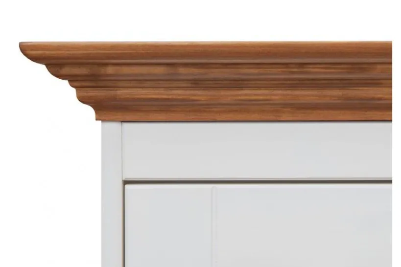 Arrediorg Scrivania shabby chic in pino massello bianco con piano rovere