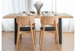 Arrediorg Sedia da pranzo imbottita grigia con gambe in faggio COMO