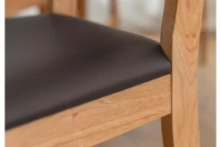 Arrediorg Sedia design moderno massello e seduta ecopelle marrone VERTO