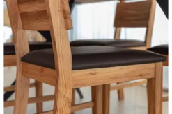 Arrediorg Sedia design moderno massello e seduta ecopelle marrone VERTO