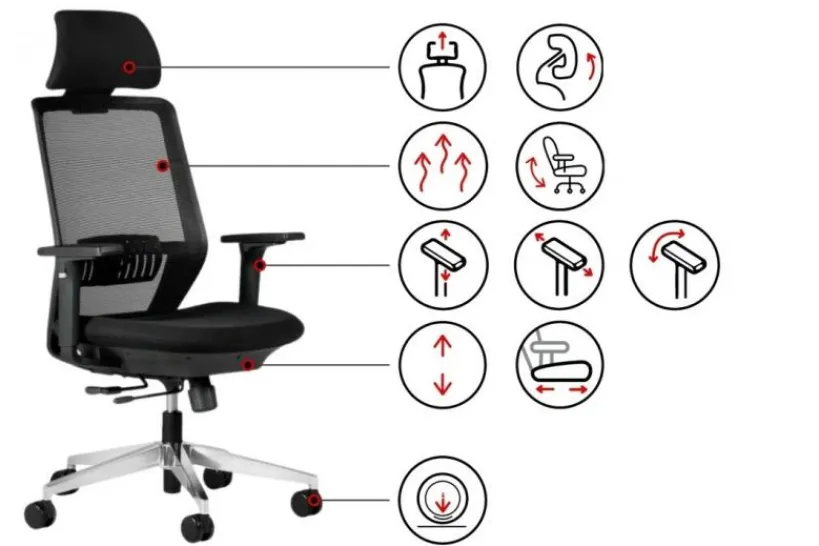 Arrediorg Sedia ergonomica ufficio nera SPECTRUM