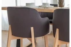 Arrediorg Sedia imbottita da pranzo grigia velluto e faggio FONDO