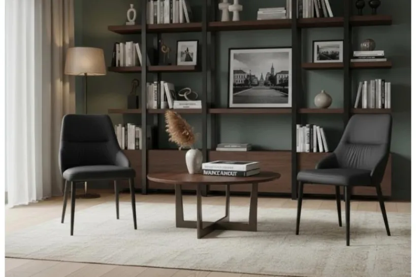 Arrediorg Sedia imbottita nera stile moderno MONOLIT