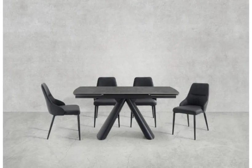 Arrediorg Sedia imbottita nera stile moderno MONOLIT
