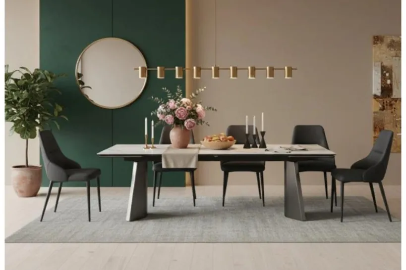 Arrediorg Sedia imbottita nera stile moderno MONOLIT
