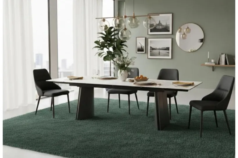Arrediorg Sedia imbottita nera stile moderno MONOLIT