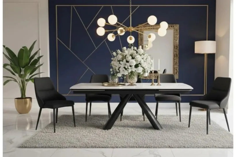 Arrediorg Sedia imbottita nera stile moderno MONOLIT