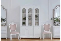 Arrediorg Sedia in legno imbottita velluto rosa stile provenzale Princess 827