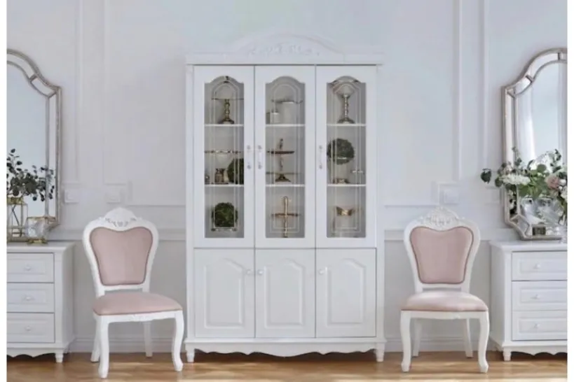 Arrediorg Sedia in legno imbottita velluto rosa stile provenzale Princess 827