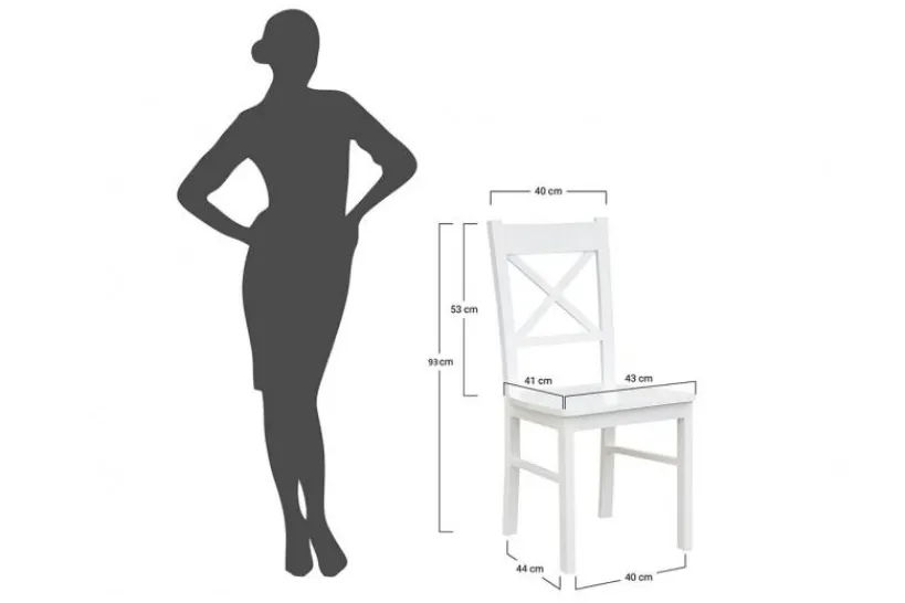 Arrediorg Sedia legno massello di faggio bianco sedile color noce shabby chic