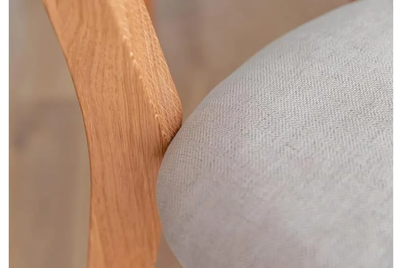 Arrediorg Sedia massello con imbottitura in tessuto beige LEON