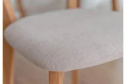 Arrediorg Sedia massello con imbottitura in tessuto beige LEON