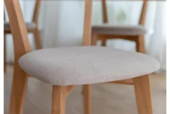 Arrediorg Sedia massello con imbottitura in tessuto beige LEON