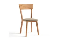 Arrediorg Sedia massello con imbottitura in tessuto beige LEON