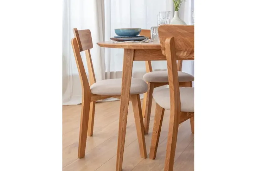 Arrediorg Sedia massello con imbottitura in tessuto beige LEON