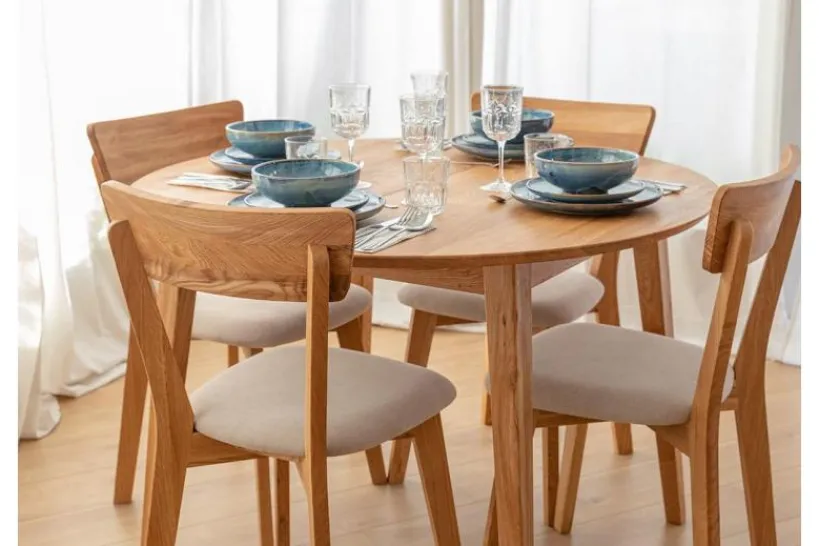 Arrediorg Sedia massello con imbottitura in tessuto beige LEON