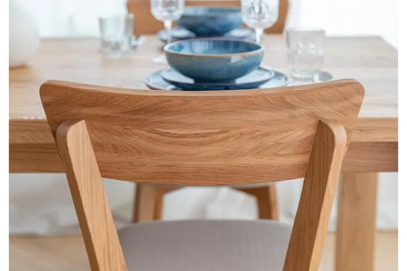 Arrediorg Sedia massello con imbottitura in tessuto beige LEON