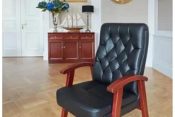 Arrediorg Sedia sala riunioni in pelle nera Consul