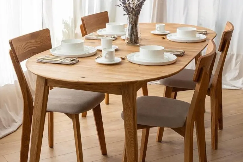 Arrediorg Set tavolo rotondo allungabile + 6 sedie in imbottite beige