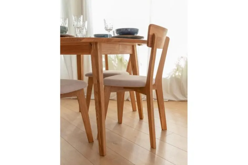 Arrediorg Set tavolo rotondo allungabile + 6 sedie in imbottite beige