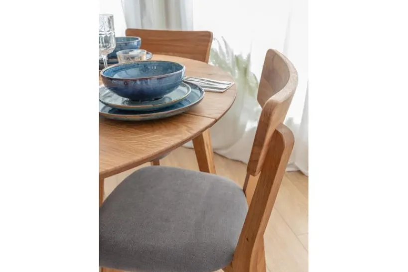 Arrediorg Set Tavolo massello rotondo 110 cm + 4 sedie imbottite grafite
