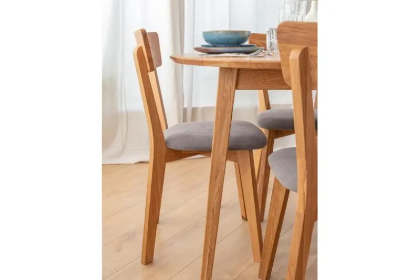 Arrediorg Set Tavolo massello rotondo 110 cm + 4 sedie imbottite grafite