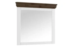Arrediorg Specchio shabby country bianco e tabacco in legno massello di pino