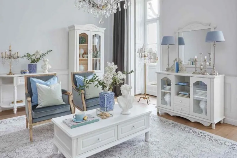 Arrediorg Tavolino basso salotto stile provenzale Princess 820 colore Bianco