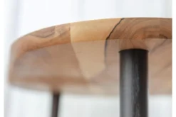 Arrediorg Tavolino moderno ovoidale in legno massello naturale di noce