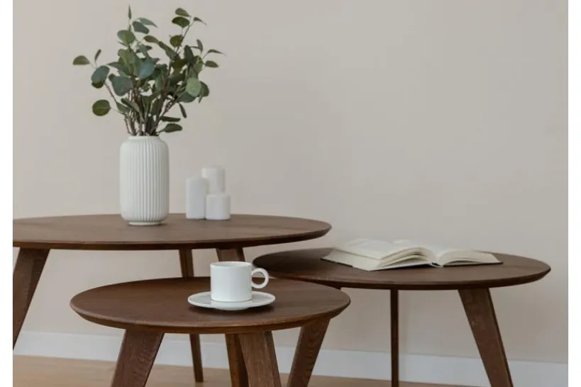 Arrediorg Tavolino rotondo rovere massello 70 cm ORBETELLO