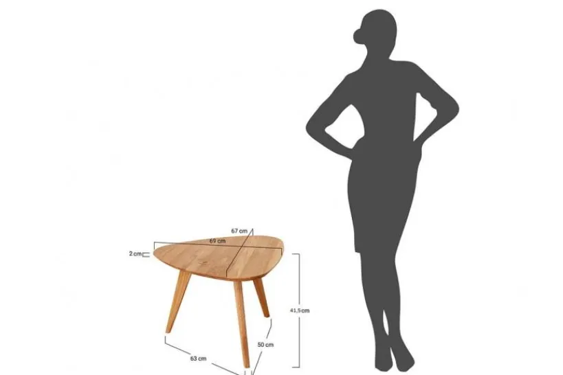 Arrediorg Tavolino rovere massello 67x68 cm Orbetello
