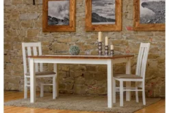 Arrediorg Tavolo allungabile pino massello bianco top color rovere shabby chic