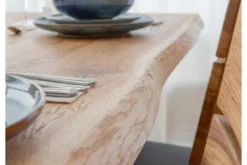 Arrediorg Tavolo legno massello scortecciato gambe nere in metallo 90x180 GAVARDO